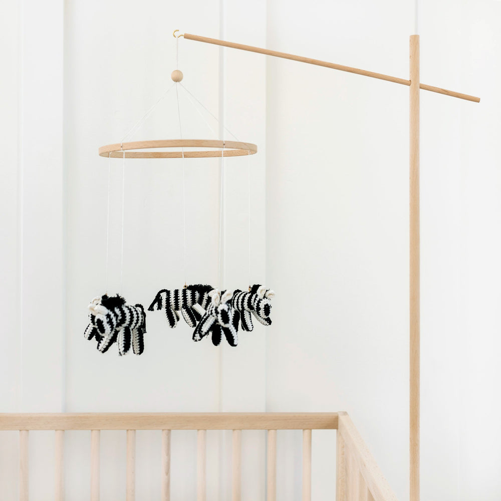 
            
                Load image into Gallery viewer, Zach the Zebra&amp;lt;br&amp;gt;Handmade Baby Mobile
            
        